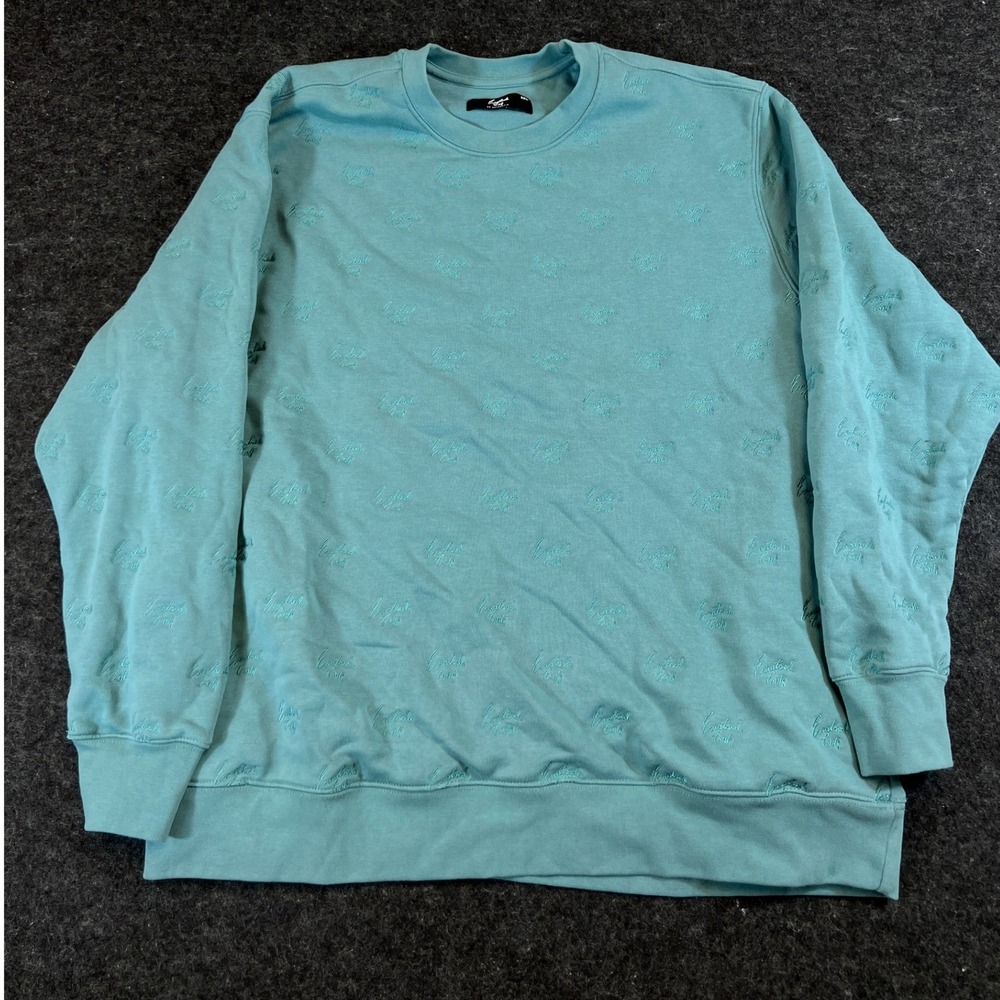 Eastside Golf Sweatshirt Mens 2XL Blue All Over Script Logo Crewneck Pullover